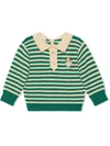 Gucci Baby Striped Wool And Cotton Sweater In Green