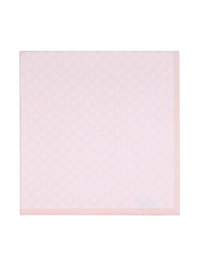 Gucci Gg Pattern Wool Blanket In Pink
