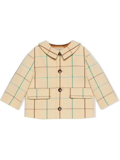 Gucci Babies' Check-print Jacket In Neutrals