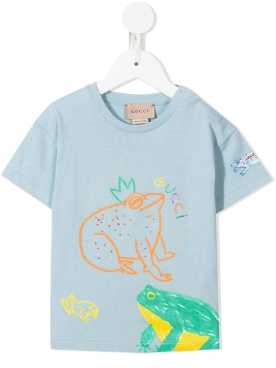 Gucci Babies' Frog-print T-shirt In Blue