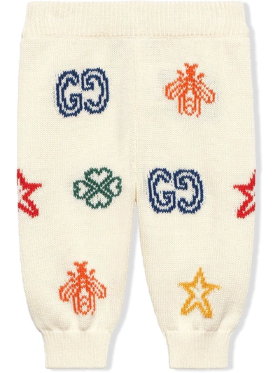 Gucci Baby Cotton Trousers With Symbols In White