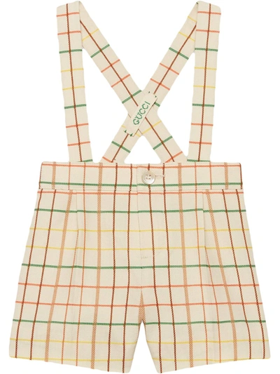 Gucci Babies' Check Print Shorts In Neutrals