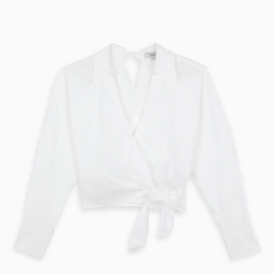 Vince Off White Wrapped Cropped Blouse