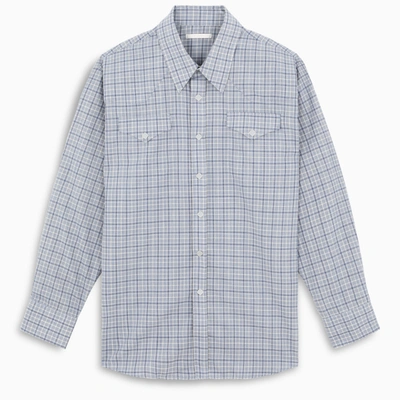 Our Legacy Ranch Long-sleeved Checked Shirt In Blau