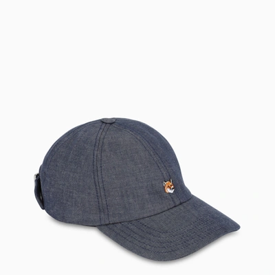 Maison Kitsuné Denim Baseball Cap In Blue