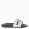 GIVENCHY SILVER RUBBER MEN'S SLIPPERS WITH LOGO,BH300HH0SD-I-GIV-040