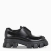 Prada Monolith Brushed Leather Derby Shoes In Black