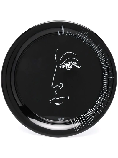 Fornasetti Printed Metal Tray In Schwarz