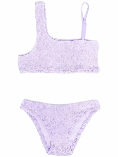 Mc2 Saint Barth Teen Vivi Asymmetric Bikini Set In Purple