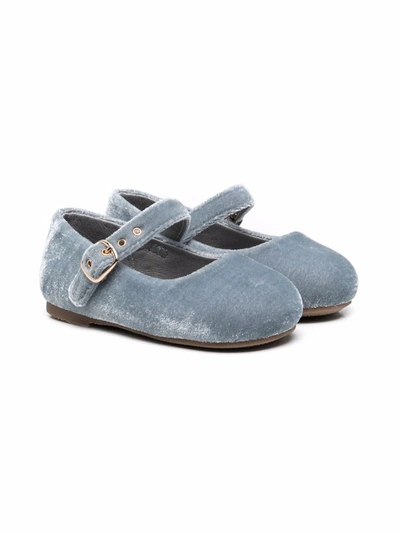 Age Of Innocence Kids' Eva Velvet Ballerina Shoes In Blue