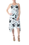 Nina Leonard V-neck Sleeveless Handkerchief Hem Dress In Sky Multi