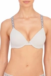 Natori Pure Luxe Embroidered-strap Underwire Bra 732080 In Mink/mineral