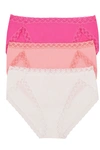 Natori Intimates Bliss French Cut Briefs 3 Pack Panty In Rosebloom / Pink Icing / White