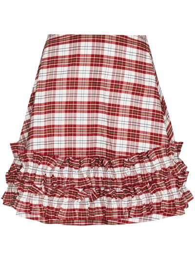 Molly Goddard Ella Ruffled Checked Cotton-blend Mini Skirt In Red