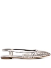 DEL CARLO METALLIC-EFFECT LEATHER BALLERINAS