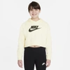 Nike Sportswear Club Big Kids' French Terry Cropped Hoodie (extended Size) In Coconut Milk,black