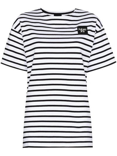 More Joy Striped Logo-patch Cotton-jersey T-shirt In Black And White