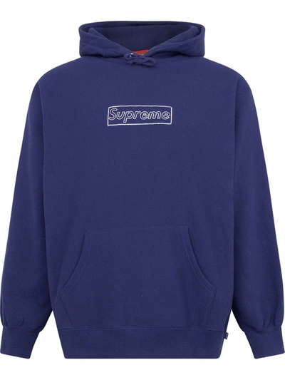 Supreme X Kaws Chalk Logo Hoodie In Blau