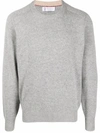 Brunello Cucinelli Light Grey Virgin Wool And Cashmere Jumper In Grau