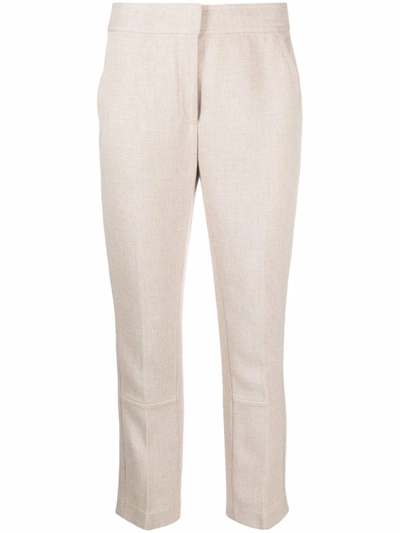 Tory Burch Phoebe Crêpe Trousers In Beige