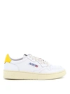 Autry Low-top Leather Sneakers In White Yellow
