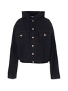 Balenciaga Hooded Denim Button-front Jacket In Petrol Noir