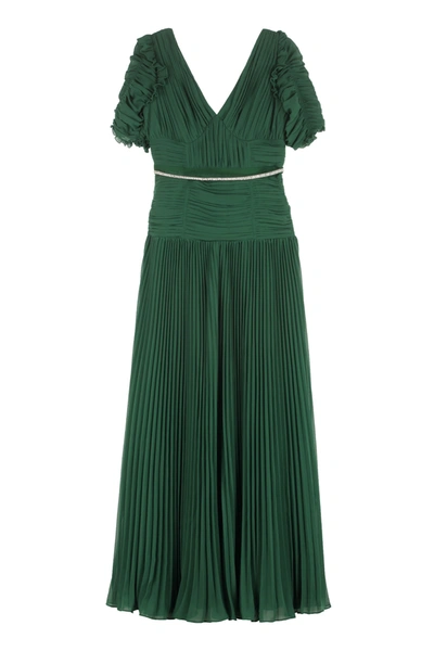 green emerald velvet dress Self-Portrait // Pleated Pearl Dress – VSP Consignment