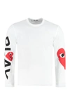 Comme Des Garçons Play Long-sleeved T-shirt With Logo Print In White