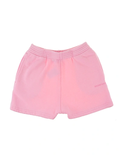 Balenciaga Kids' Logo印花棉质短裤 In Pink