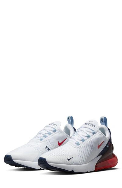 Nike Air Max 270 Sneakers In White And Burgundy In White/ Red