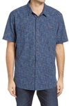 Patagonia Back Step Regular Fit Short Sleeve Shirt In Trails/ Stone Blue