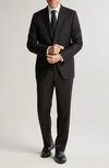 Hickey Freeman Classic B Fit Solid Loro Piana Wool Suit In Black