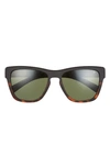 Hurley Deep Sea 54mm Polarized Square Sunglasses In Rubber Blk/tort/ Brown Base