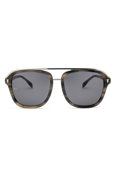 Mita Lincoln 57mm Square Sunglasses In Shiny Brown Horn/ Smoke