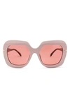 Mita Mare 56mm Square Sunglasses In Shiny Blush / Amber