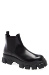Prada Men's Monolith Brushed Leather Chelsea Boots In Nero