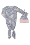 BABY GREY BY EVERLY GREY KNOTTED GOWN & HAT SET,BB110