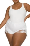 Good American Ribbed Scoop Back Bodysuit In Ivory