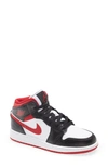 Nike Kids'  Air Jordan 1 Mid Se Basketball Sneaker In White/ Red/ Black/ Black