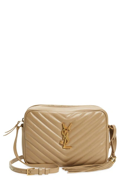 Saint Laurent Lou Matelasse Leather Camera Bag In Dark Latte