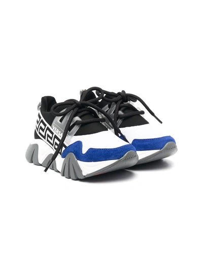Versace Kids' Greca-print Trainers In Black