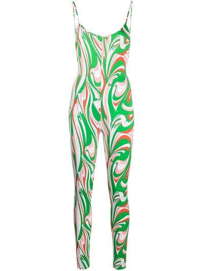 Pucci Vortici Print Jumpsuit In Green