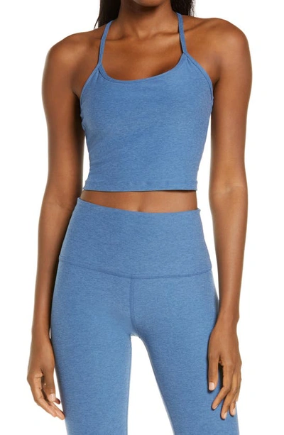 Beyond Yoga Space Dye Crop Tank In Washed Denim