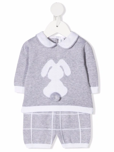 Colorichiari Babies' Two-tone Cotton Tracksuit Set In Grey