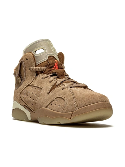 Jordan Kids' X Travis Scott Air  6 Retro "british Khaki" Sneakers In Brown