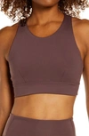 Zella Exhale Studio Lite Sports Bra In Burgundy Huckle