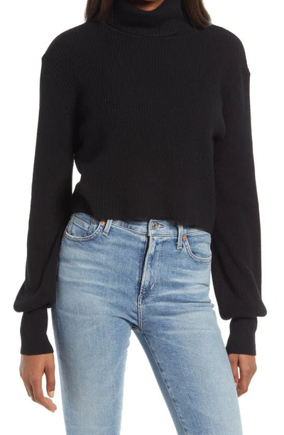 Reformation Luisa Crop Cashmere Blend Sweater In Black