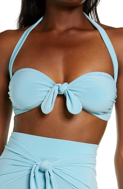 Norma Kamali Tie-front Bra Bikini Top In Powder Blue