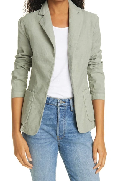 Frank & Eileen Dublin Performance Linen & Cotton Open Front Blazer In Sage