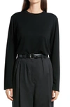 The Row Sherman Long Sleeve Light Jersey Top In Black